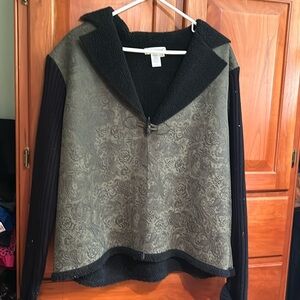 Green/black sweater jacket 1x